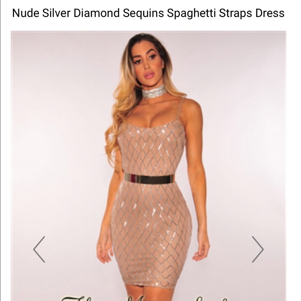 Nude dress with silver sequins